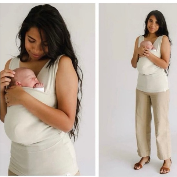 Nursing & Babywear Scoop Neck Tank Top in Cream - Picture 4 of 10
